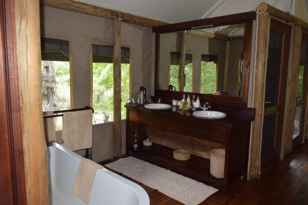 Bathroom in our tent in Botswana