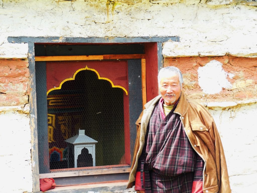 2. This lovely Bhutanese man was a prayer wheel in his village at the start of our trek