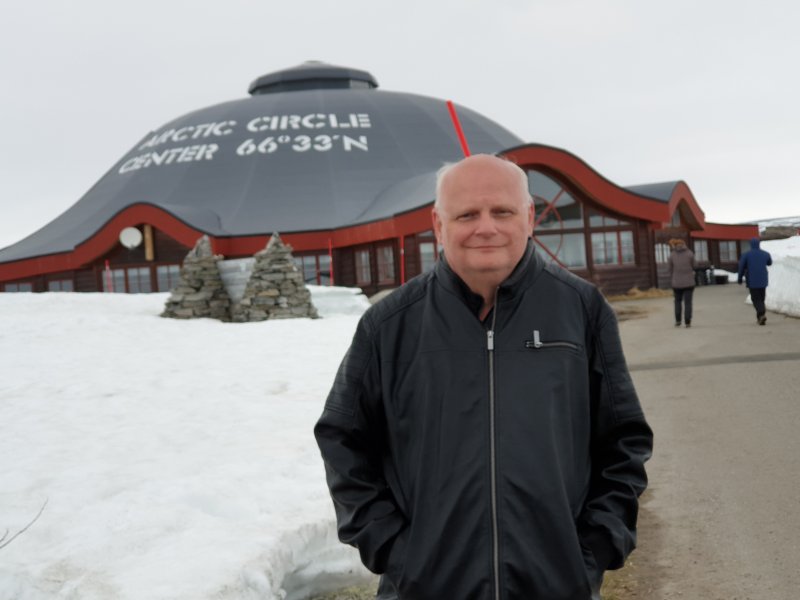James Visser outside the Arctic Circle Centre Norway