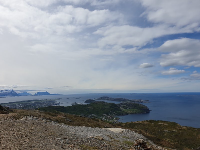 Looking down toward Bodo and its bay in Norway