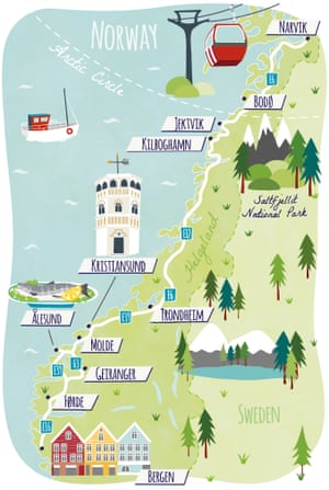 Guardian map of Norway west coast
