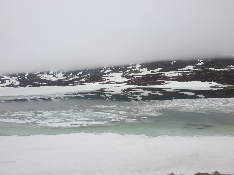 Iced lake melting in Norway
