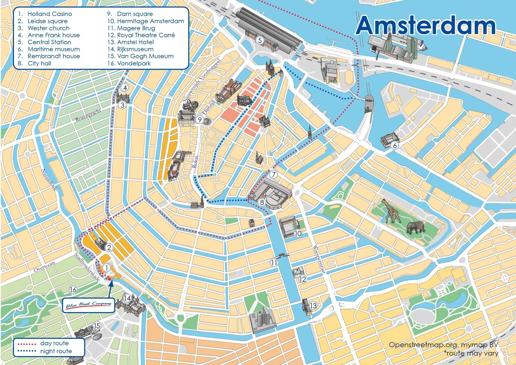 Tourist sites in Amsterdam Canals