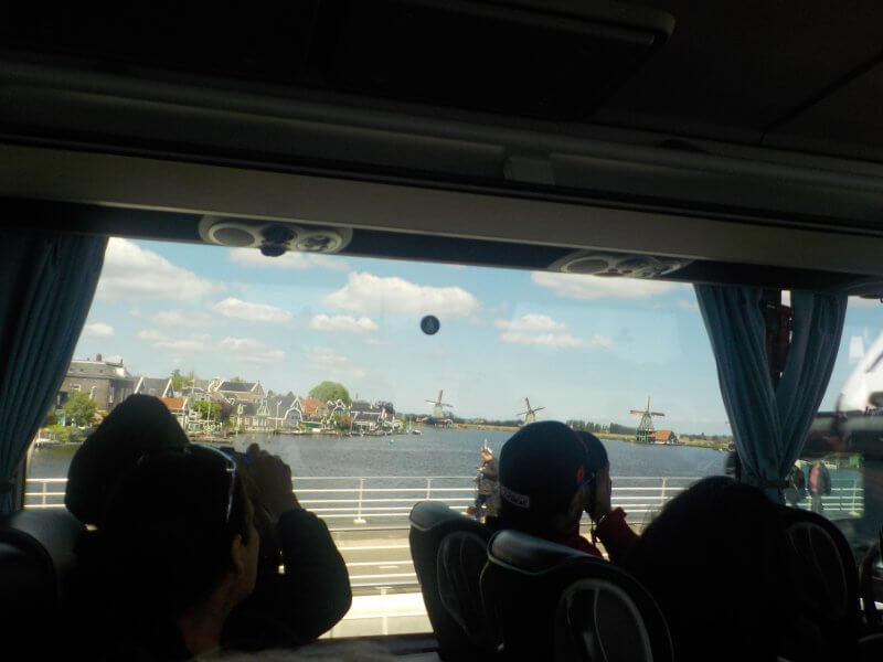 Arriving at Zaanse Schans via coach crossing the Zaan River from the village of Zaandijk.