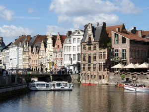 Canal boats in Ghent Belgium