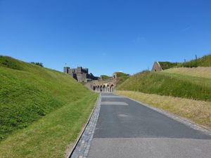 Approaching one of Dover castle's entrances.