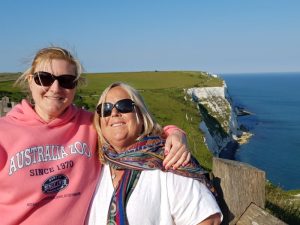 Di with Nicole Anderson at the White Cliffs of Dover