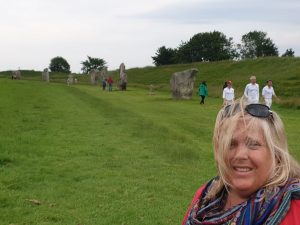 Nicole Anderson with some of the stones at Avebury.