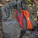 The rain fly comes with stakes and guyline to set it up as well as bags to keep it organized.